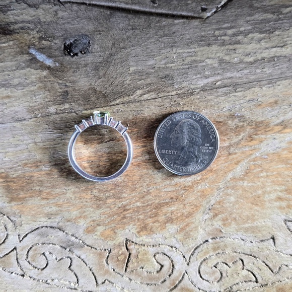 Vintage Genuine Lemon Quartz and CZ Ring in Sterling Silver- US Size 8 1/2 - Picture 7 of 9